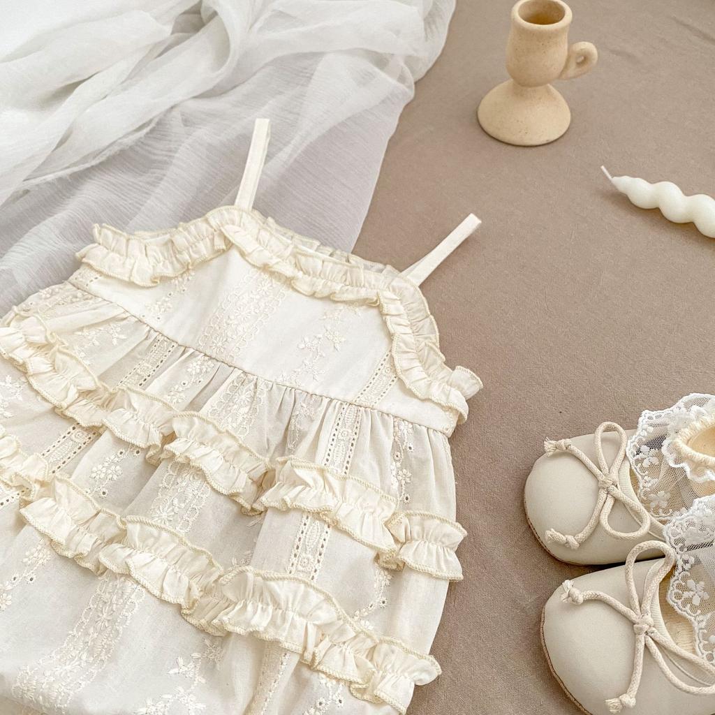 Baby Girl Summer Sleeveless Romper with Ruffles Princess Bodysuit