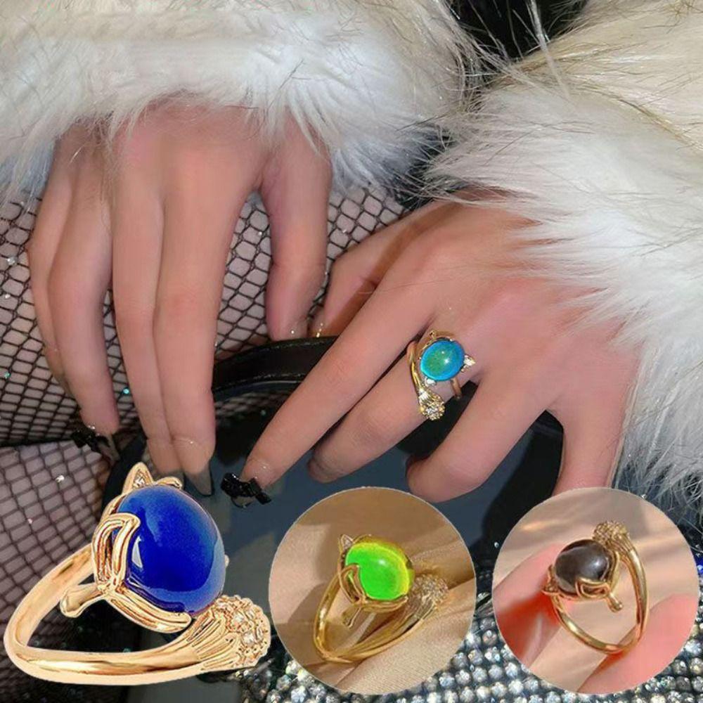 Color Shift Mood Rings Adjustable Changing Color Ring Stylish Thermochromic Ring Ins Style