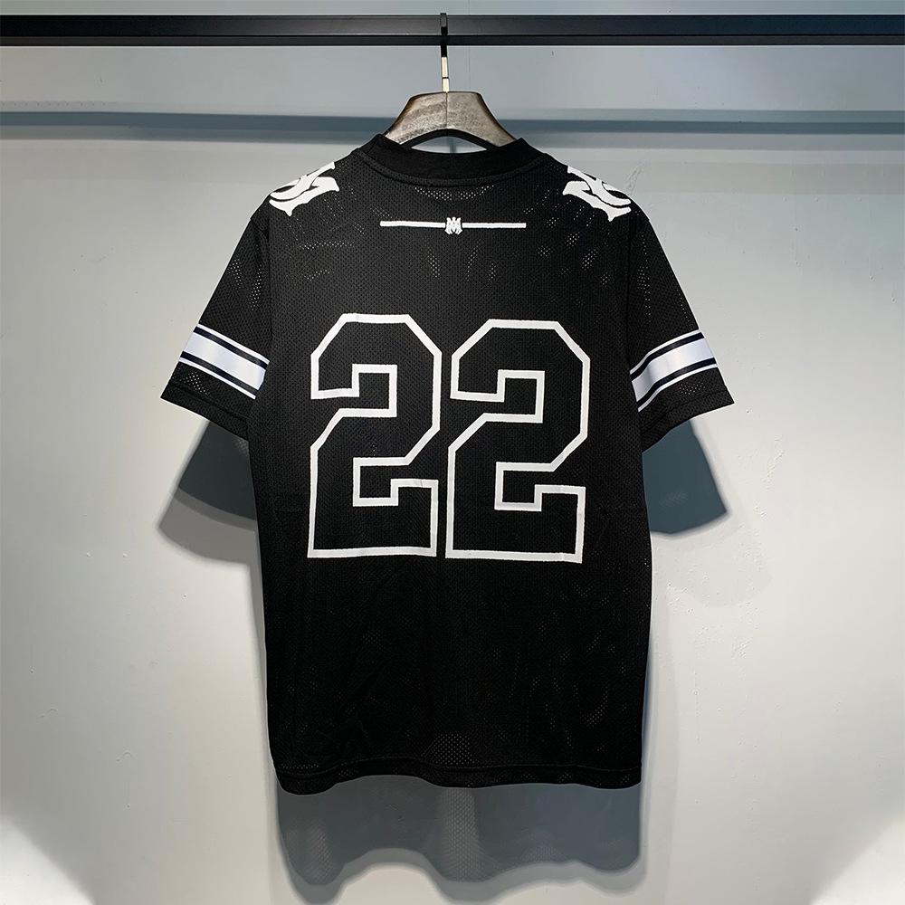 Мужская футболка American Trend Mesh с круглым вырезом и коротким рукавом, с принтом буквы «22»
