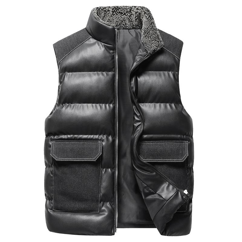 Жилет мужской зимний теплый воротник-стойка хлопковая одежда мужской облегающий корейский вариант жилета