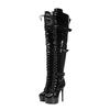Fashion New High-quality Belt Buckle Cross Strap Over The Knee Boots Sexy Hot Girl Pole Dance 15cm High Heel Motorcycle Boots Size35-48
