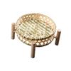 Serving Tray Dessert Plate Rustic Round Woven Storage Basket Fruit Rack for Coffee Table Dining Room Kitchen Picnics Living Room