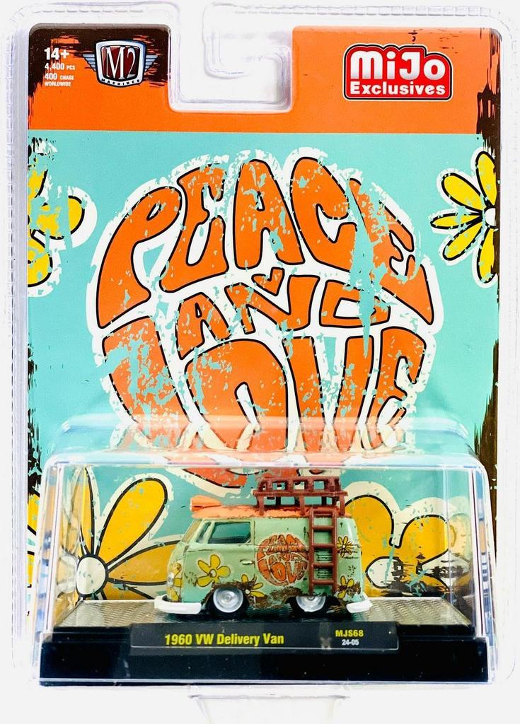 M2 Machines Scale Volkswagen Delivery Van 1960 Peace Love Weathering Peace Love MiJo Exclusive Diecast Car 1/64 & & [Used]