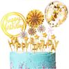 Birthday Cake Decoration Flower Fan Balloon Card Set Suitable for Birthday Party Supplies