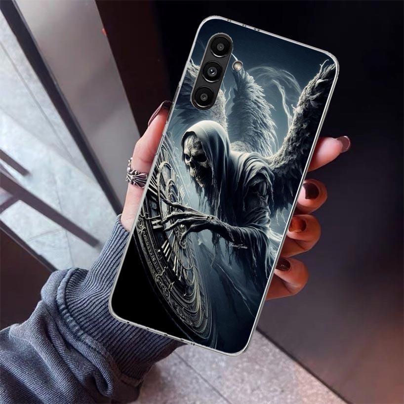 Death Grim Reaper Skull Scythe Phone Case For Samsung Galaxy A17 A57 A37 A16 A26 A36 A56 A15 A25 A35 A55 A14 A13 A54 A53 A34 A24