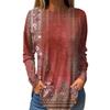 Long Sleeve 3D Printed T-shirts Flower Round Neck Top for Women's Clothing