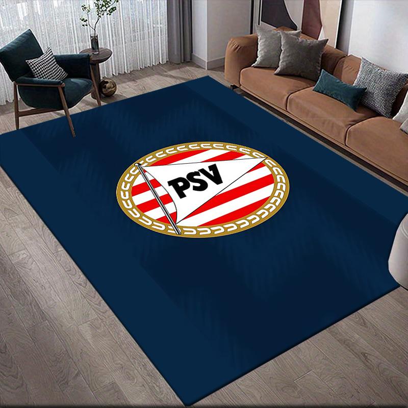 PSV Eindhoven Flannel Pattern Square Carpet,Area Rug,Carpet Rug for Living Room Bedroom Sofa Playroom Decor,Non-slip Floor Mat