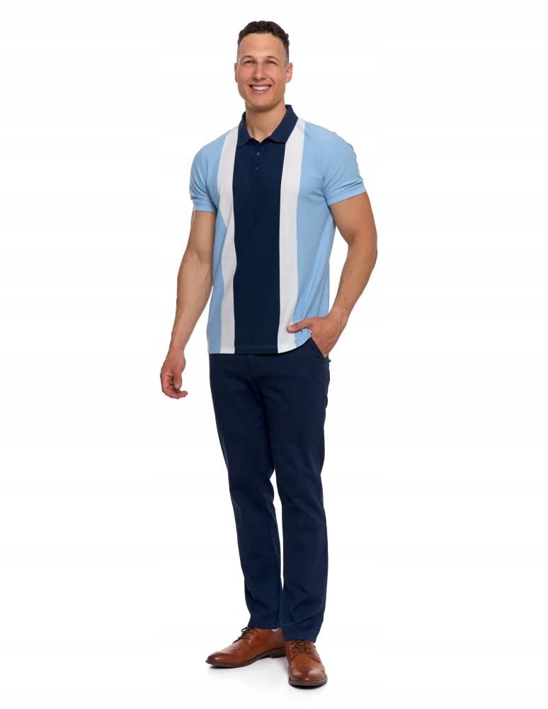 Men's Contrast Panel Polo Shirt with Collar MORAJ 3XL BLUE