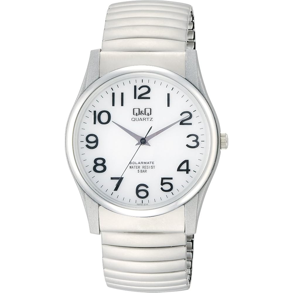 Citizen Q&Q Solar Watch 5 ATM Water Resistant White Dial H970-214 Men's Silver