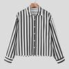 INCERUN Plus Size Men Casual Lapel Neck Long Sleeve Striped Loose Office Shirts