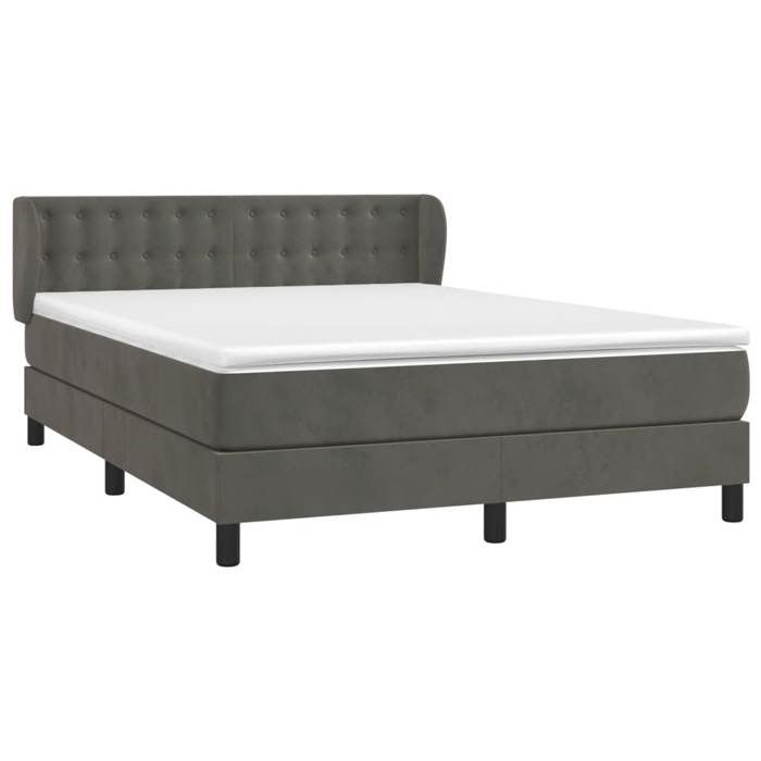 Maison Exclusive - Sommier à lattes de lit et matelas Gris foncé 140x200cm Velours