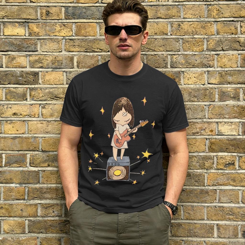 Yoshitomos Nara Pure Cotton T Shirt For Mens Summer Aesthetic Tshirts O Neck Fashion Tee Shirt Oversized Clothing