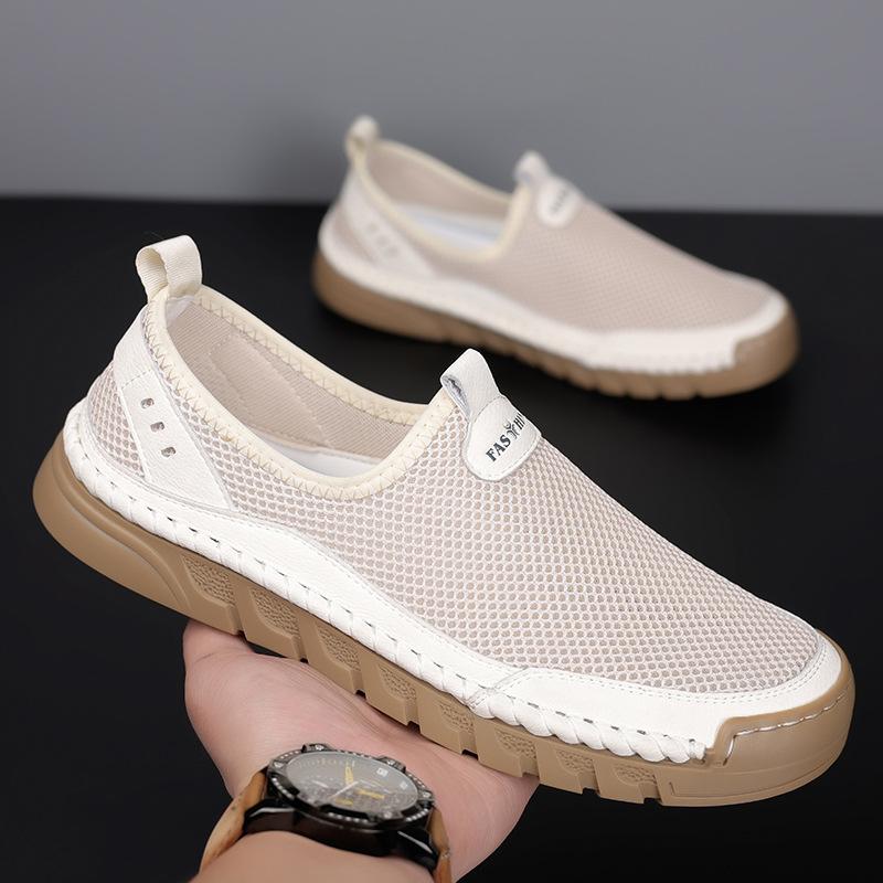 Мужская обувь 2025 лето дышащие сандалии из полой сетки мужские туфли на одной педали легкие туфли с отверстиями 2025