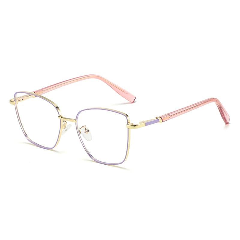 New Anti-blue Light Glasses Retro Large Square Frame Computer Office Goggles Fashion Metal Frame Women's Eyepieces