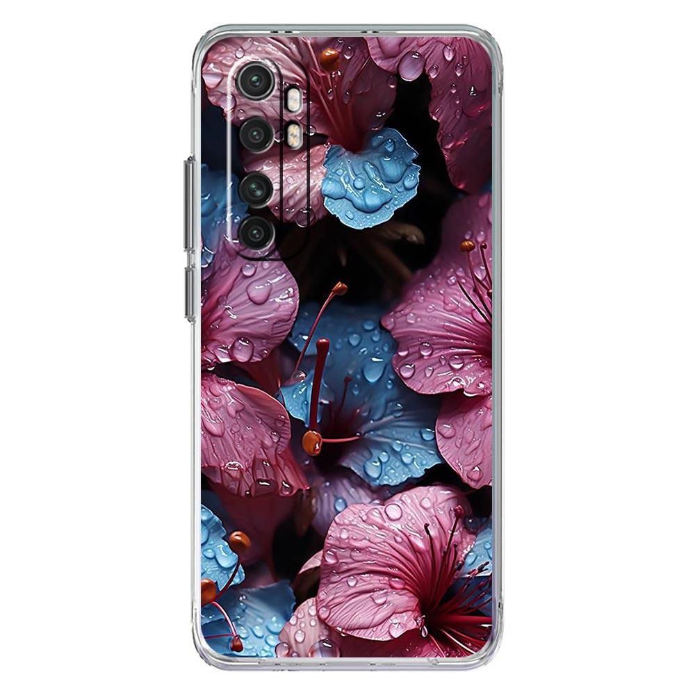 Чехол для телефона для Xiaomi Poco X6 X5 NFC X3 F6 F5 Pro F4 F3 M3 14 13T 12T 12 13 Lite 11 Mi 5G Прозрачный чехол Красивые Цветы Листья