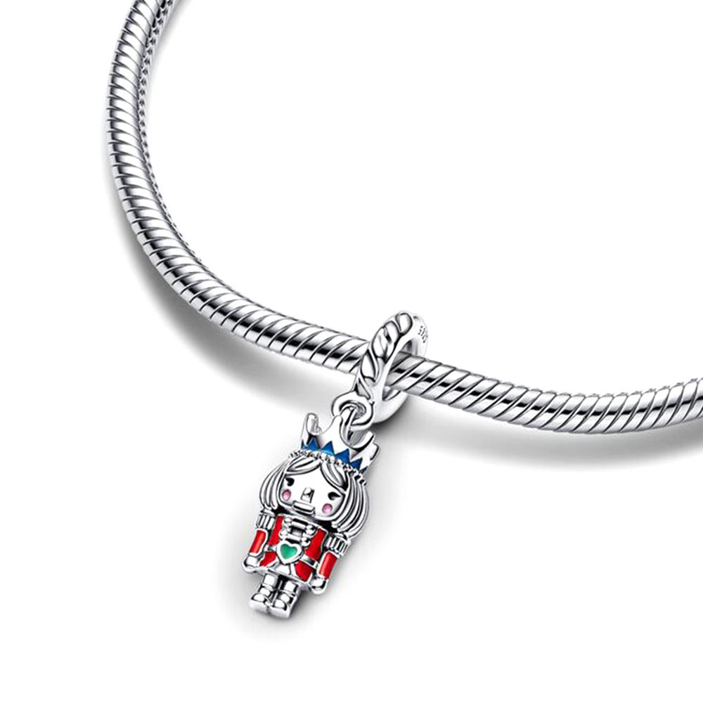 S925 Серебряный Красный Нос Олень Муранский Кулон Подходит Для Пар Браслет Ожерелье Ювелирные Изделия Подарок DIY Изготовление