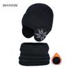Children's Hat Winter Fleece Scarf Set Knitted Wool Hat Boys Warm Ear Protector Pullover Hat