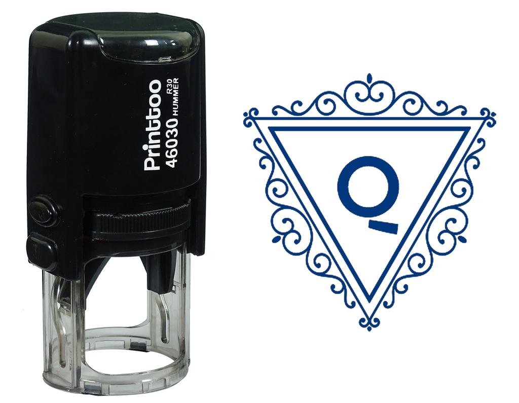 Printtoo Q Алфавит Вихревой Граница Треугольник Монограмма Первоначальная Самостоятельная Краска Резиновая Штамп Офис