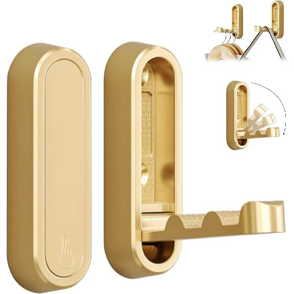 Folding Coat Hooks, Foldable Gold Wall Hooks Heavy Duty Foldable Hook Bathroom Towel Hooks Robe Hooks Wall Mounted for Hanging Coat Towels Clothes