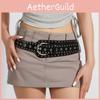 Style Punk Fashion Rivet Leather Belt Waist Accessory With Metal Buckle Pin