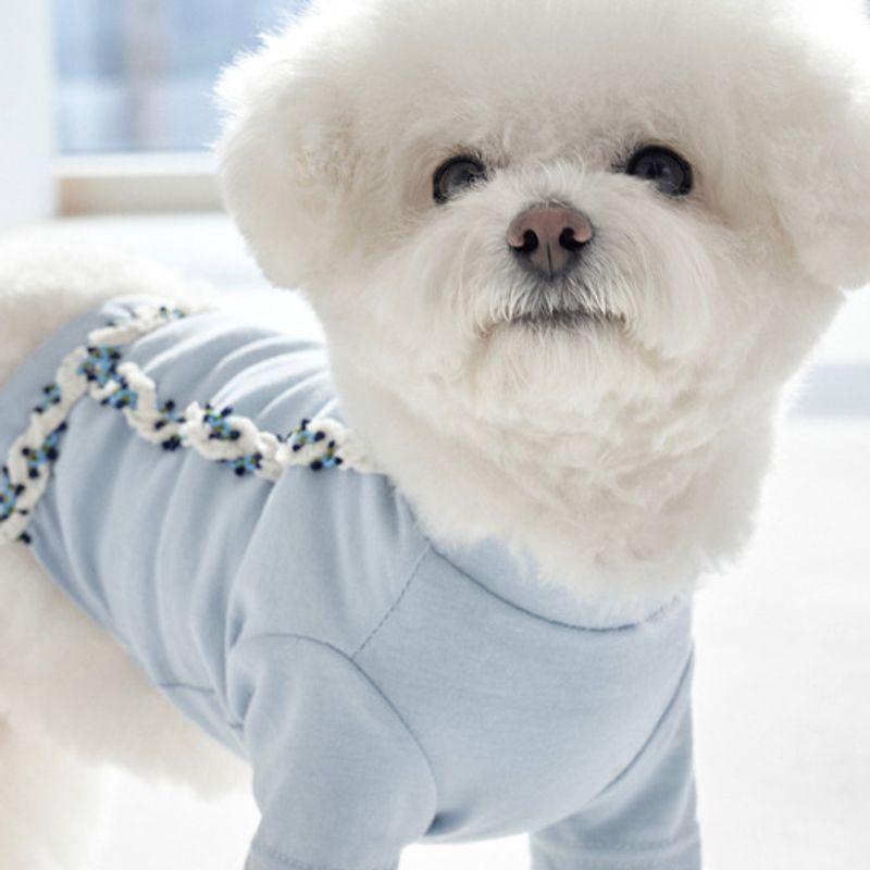 CROOKTHECHIHUAHUA Базовый мягкий топ - кремово-голубой