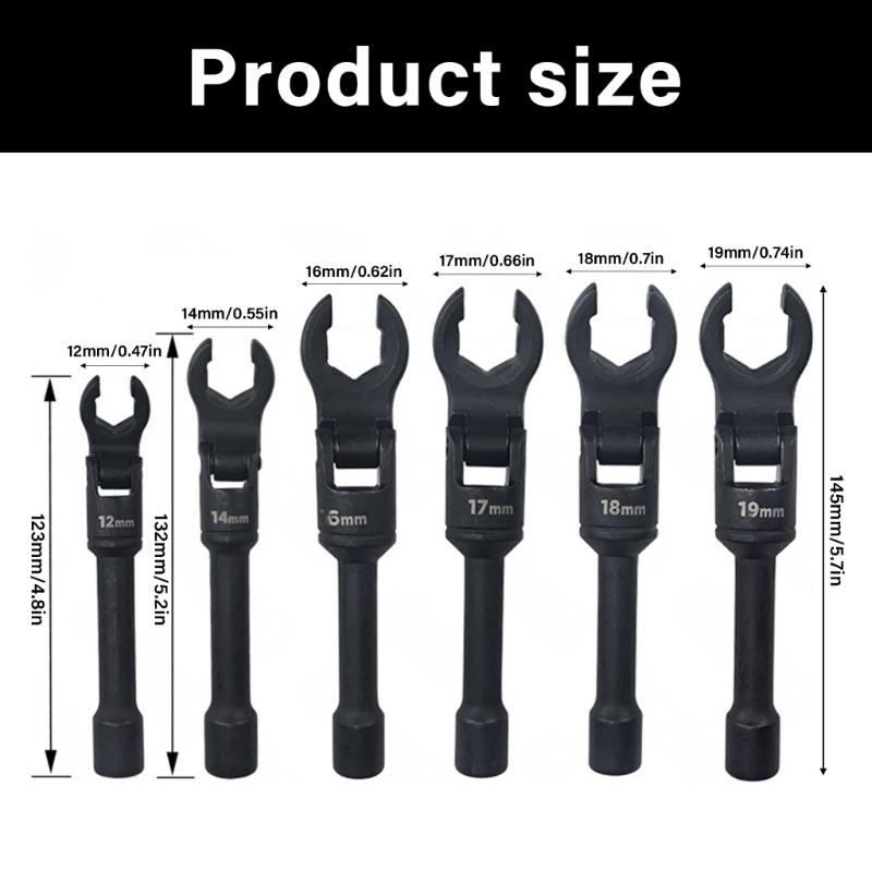 6Piece Heavy dutys Open End Wrench With Flexible Head Rotation Durability Alloy Pipe Removal Socket Wrench for Repair