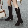 Women's High-heeled Boots Autumn and Winter Comfortable Versatile Thick-heeled Large-size Medium Boots