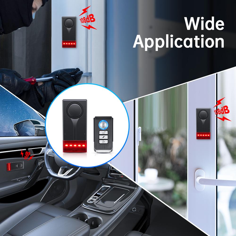 Rockbye Ship Vibration Sound And Light Alarm 108dB Loud Anti Theft Alarm Adjustment Door Window Sensor Ship Accessories