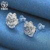 925 Silver Rose Flowers Stud Earrings Jewelry