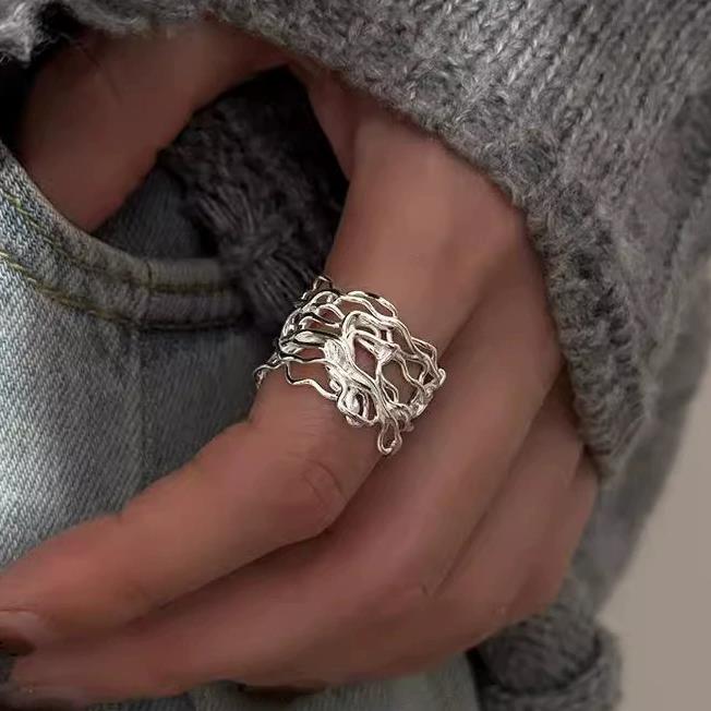 VENTFILLE 925 Sterling Silver Irregular Ring for Women Geometry Versatile Minimalism Accessories Jewelry Gift Dropshipping