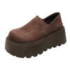 Fashion 2025 New Designer Women's Slip On Loafers Vintage Platform Work Suede Ladies Shoes Leather Walking Casual Height Increase Slides