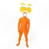 3-Piece Tangerine-Themed Costume Set with Mustache, Beard, Eyebrows & Open-Face Bodysuit for Adults