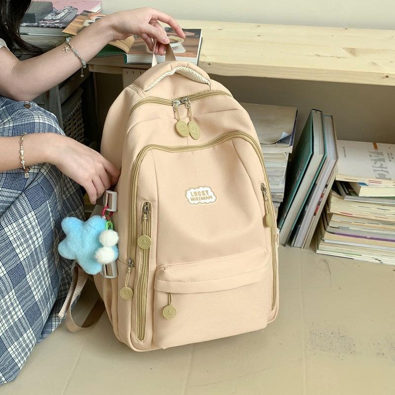 Schoolbag1011 Casual Backpack Male Female Junior High School Backpack College Student Simple School Bag Outdoor Travel Commuter Women's Bag