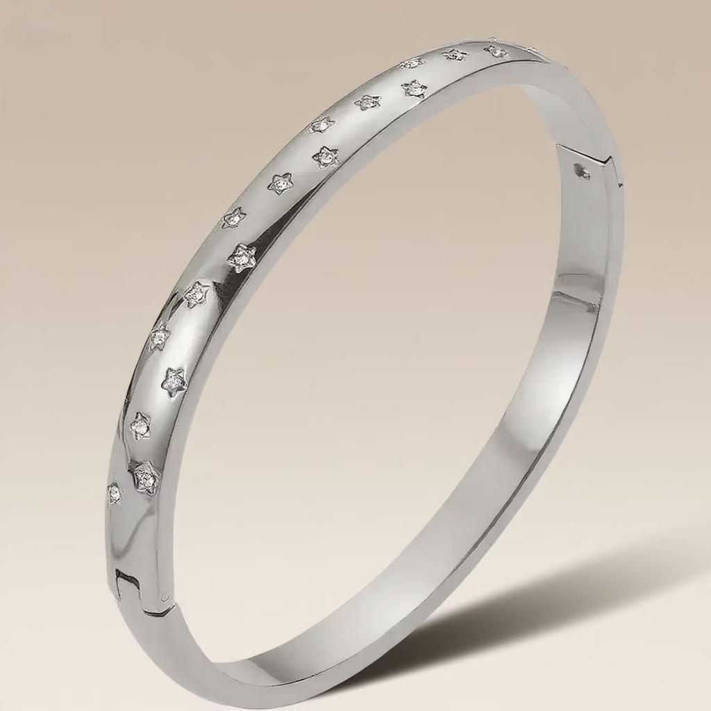 Женский роскошный браслет из нержавеющей стали: Гальванизированный титан, Полная бриллиантовая инкрустация, Европейско-американский стиль