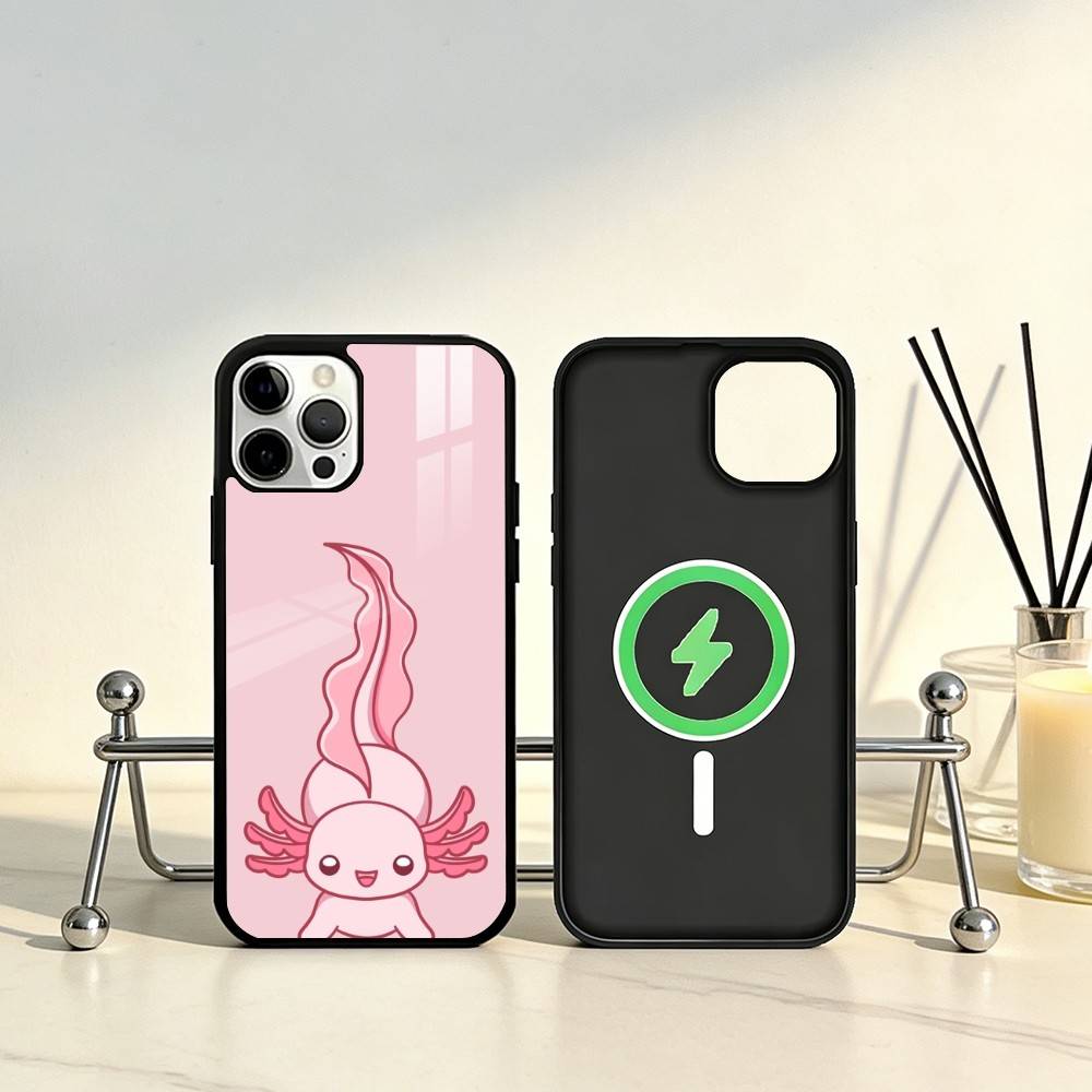 Cartoon Cute Axolotl Phone Case For iPhone17,16,15,14,13,12,11 Plus,Pro Max Magnetic For Magsafe Wireless Charging