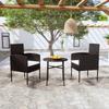 Day and Night - Day and Night 3-piece Garden Dining Set Black Synthetic Rattan