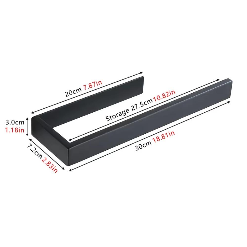 Adhesive Stainless Steel Kitchen Paper Towel Holder Large Tissue Hanger Wall Mounted Bathroom Organizer Hand Towel Rack Black
