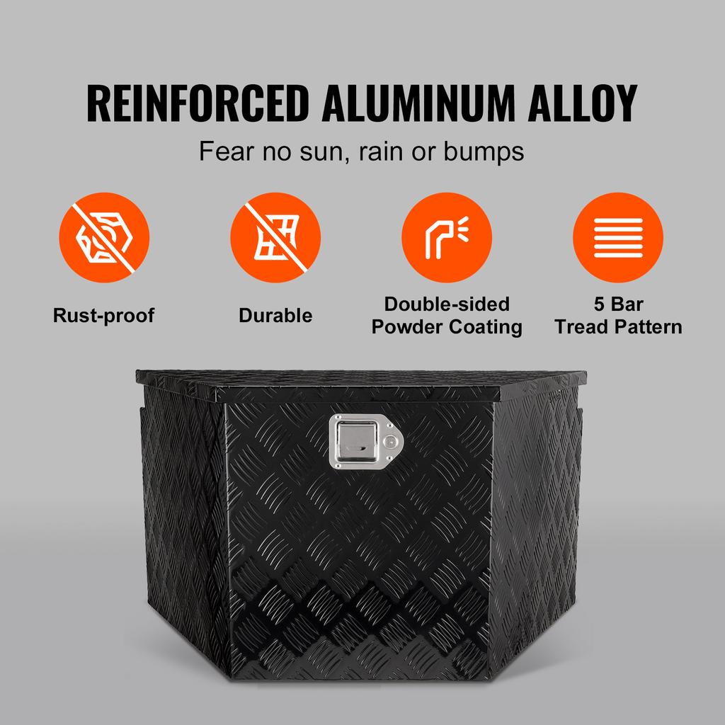 VEVOR Ящик на дышло прицепа, Ящик для инструментов из алюминиевого сплава с ромбовидным рифлением, Сверхпрочный ящик для хранения на прицепе для пикапа