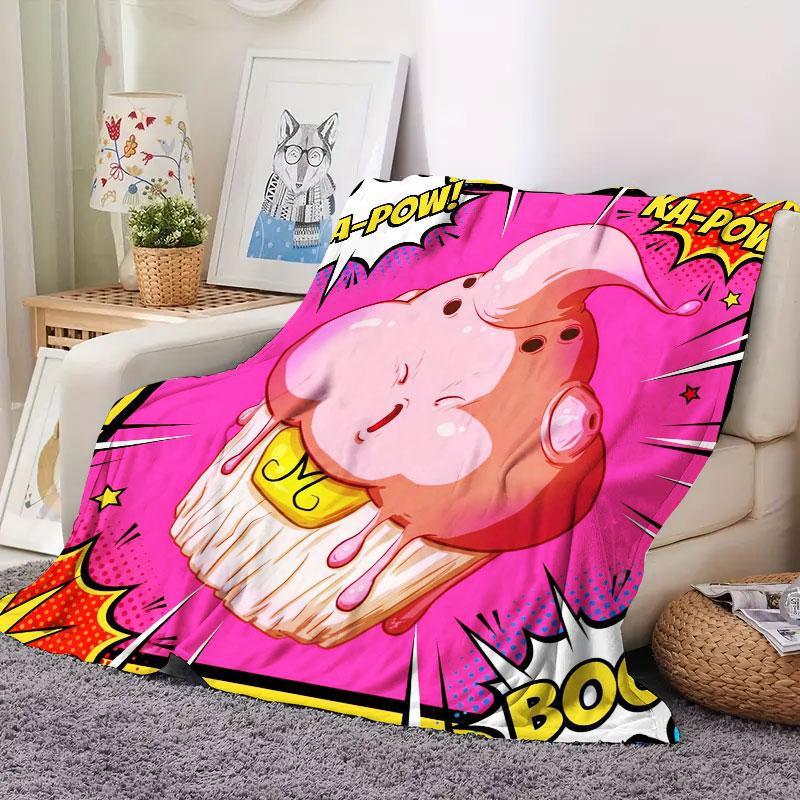 1Pc MajinBuu Print Flannel Blanket, High quality Comfortable for All Seasons, Warmth and Comfort, Perfect for Christmas Gifts
