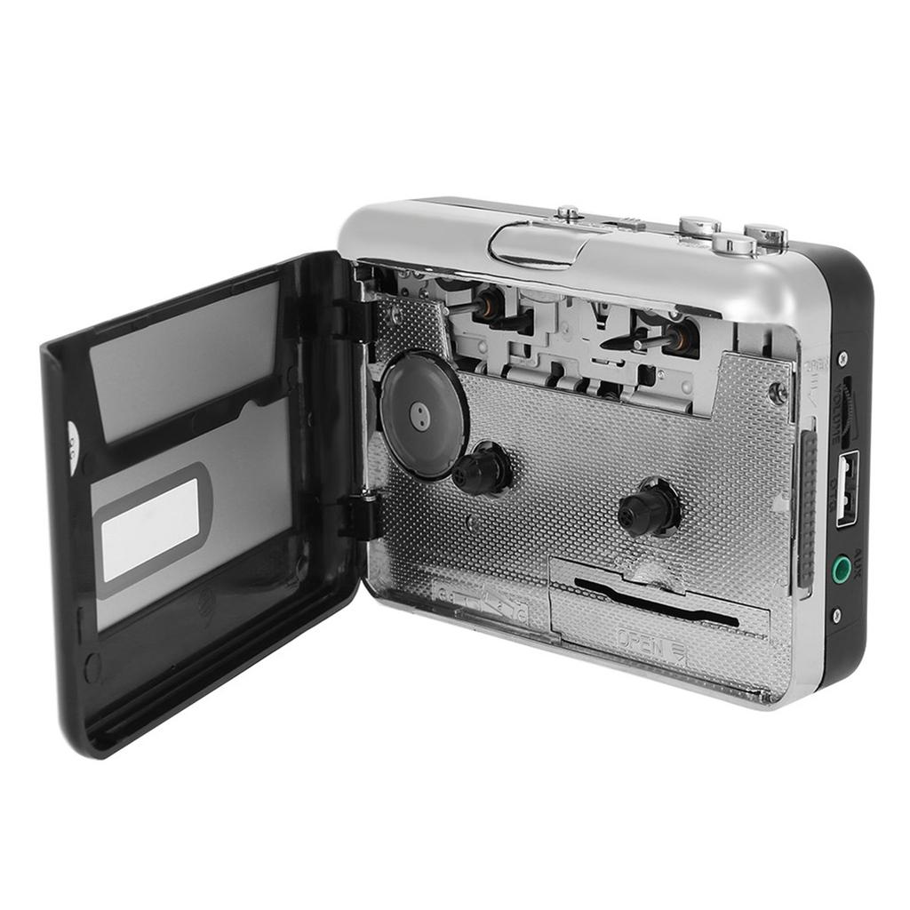 Конвертер кассеты в MP3, сохранение на USB-флеш-диске, автономное записывающее устройство с автоматическим разделением на разделы и наушниками, черный с серым