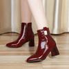 Модные европейские и американские лакированные кожаные короткие сапоги на высоком каблуке для женщин 2024 года, новые роскошные дизайнерские туфли на высоком каблуке Zapatos Mujer