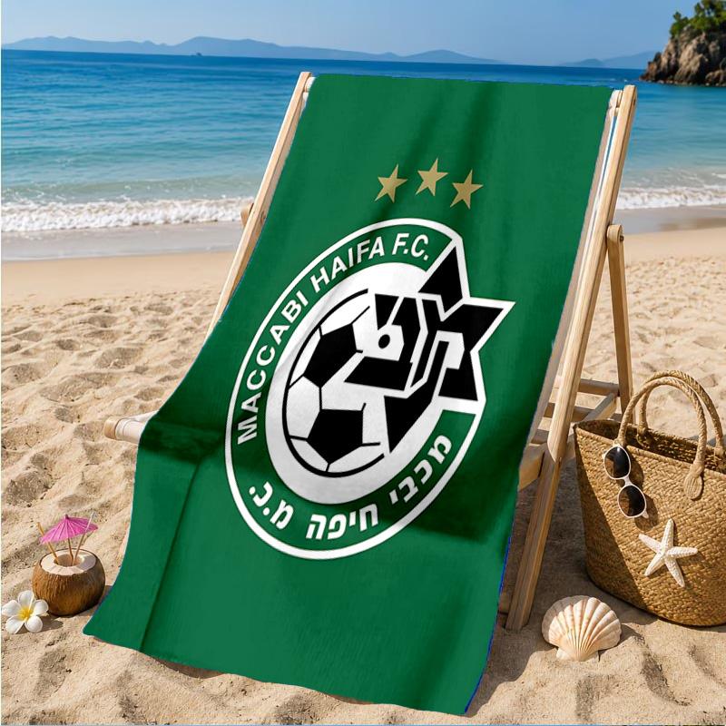 Maccabi Football Club Printed Microfiber Beach Towel, Soft And Absorbent, Quick-Dry, Ideal for Summer Travel, Beach Essential, Swimming Pool
