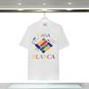Casablanca Short Sleeve T-Shirt Couples Round Neck Loose Fit Cotton Casual Daily Wear