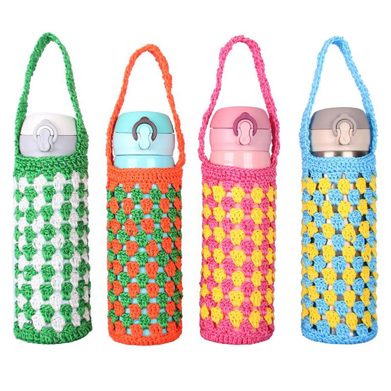 Портативный термос с ручкой, чехол для бутылки с водой, 400-600 мл, чехол для вязания крючком, держатель для бутылок с водой, сумка, чехол