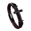 Minimalist Cross Leather Bracelet Retro Braided Bracelet Punk Rock Bracelet  Gift for Boyfriend