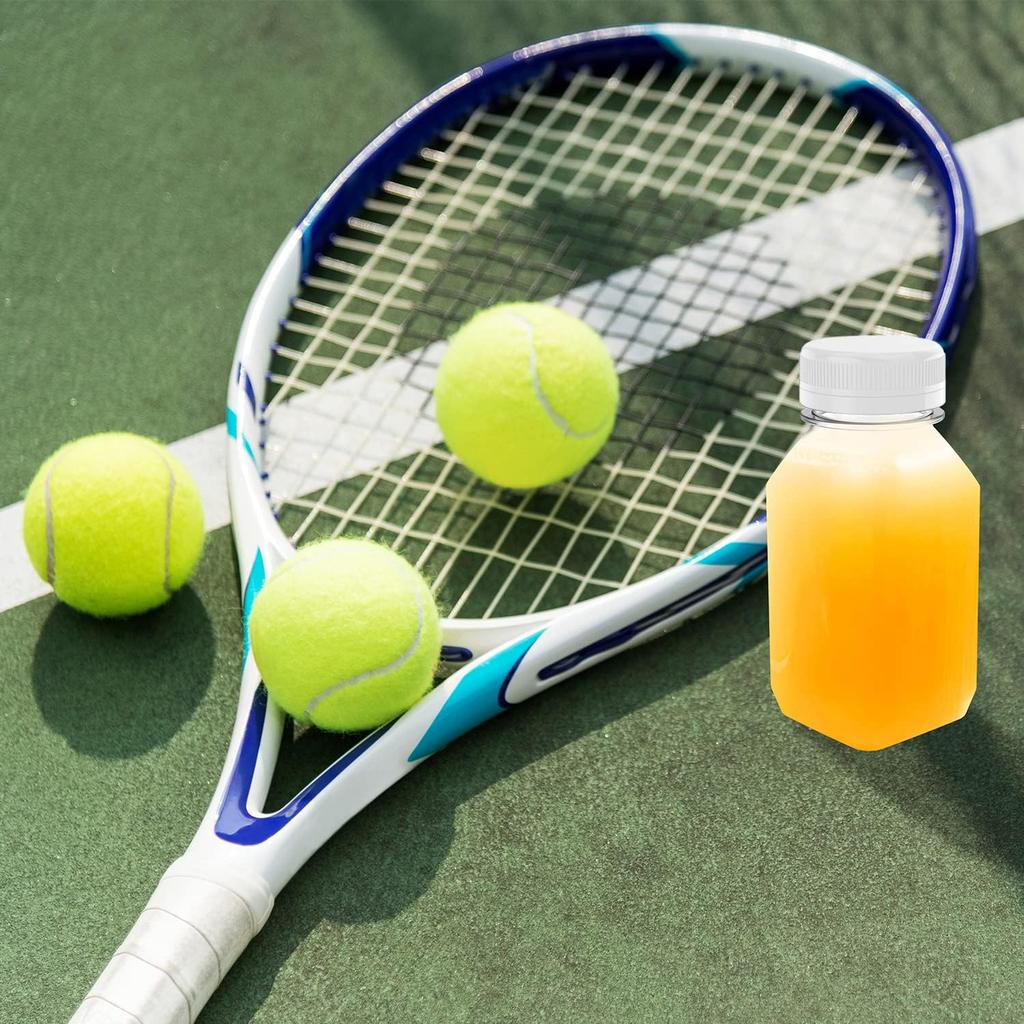 MINGXIAN 6 Pcs 5 OZ Plastic Juice Bottle, Reusable Transparent Bulk Beverage Container, Suitable For Juice, Milk And Other With White Lid