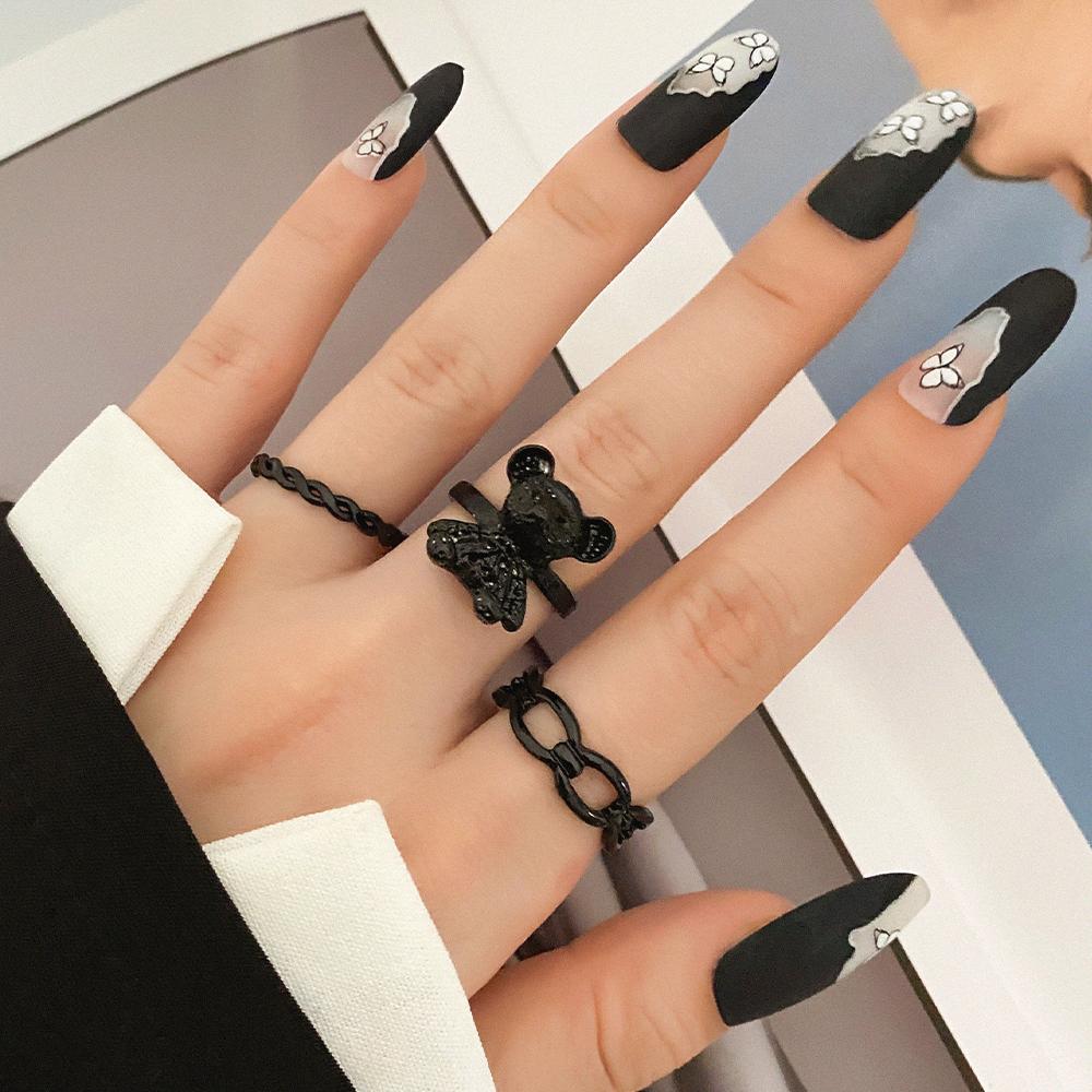 Кольцо с медведем, пара одинаковых колец, комбинация из трех частей, модное кольцо для девушки, элегантное кольцо для подруги, набор колец для сестры, изысканное ювелирное кольцо, подарок