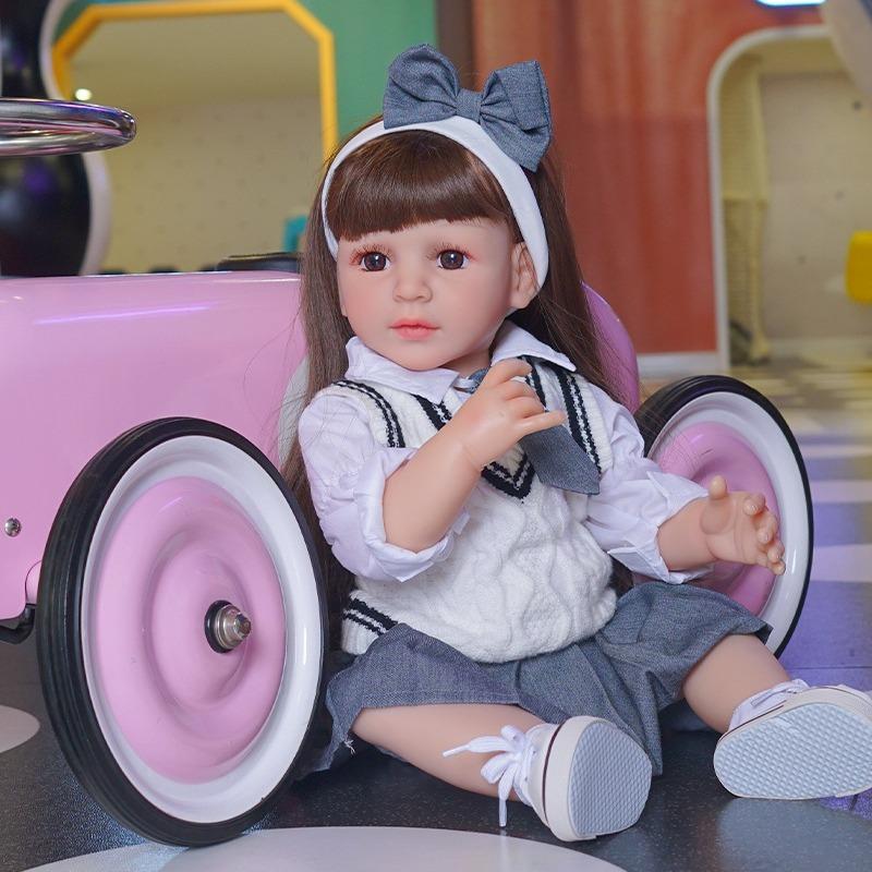 55 см кукла-наряд для младенца из мягкой резины для купания, полностью резиновая кукла-перерождение, игрушка для девочки