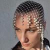 Hollow Out Pearl Tassel Hair Hat Pearl Tassels Luxury Headcaps  Bridal Accessories