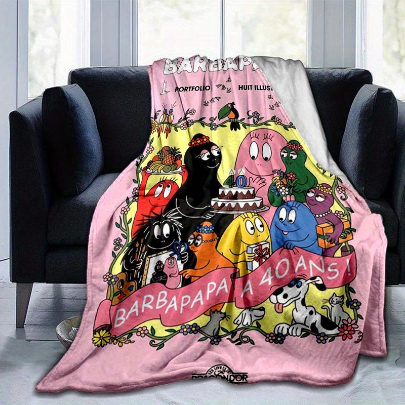 1pc, Barbapapa 40th Anniversary Edition, Home Decor Blanket, Throw for Sofa, Couch, Bedroom, Living Room, Travel, Camping, Car, Beach, Office Nap, Gif